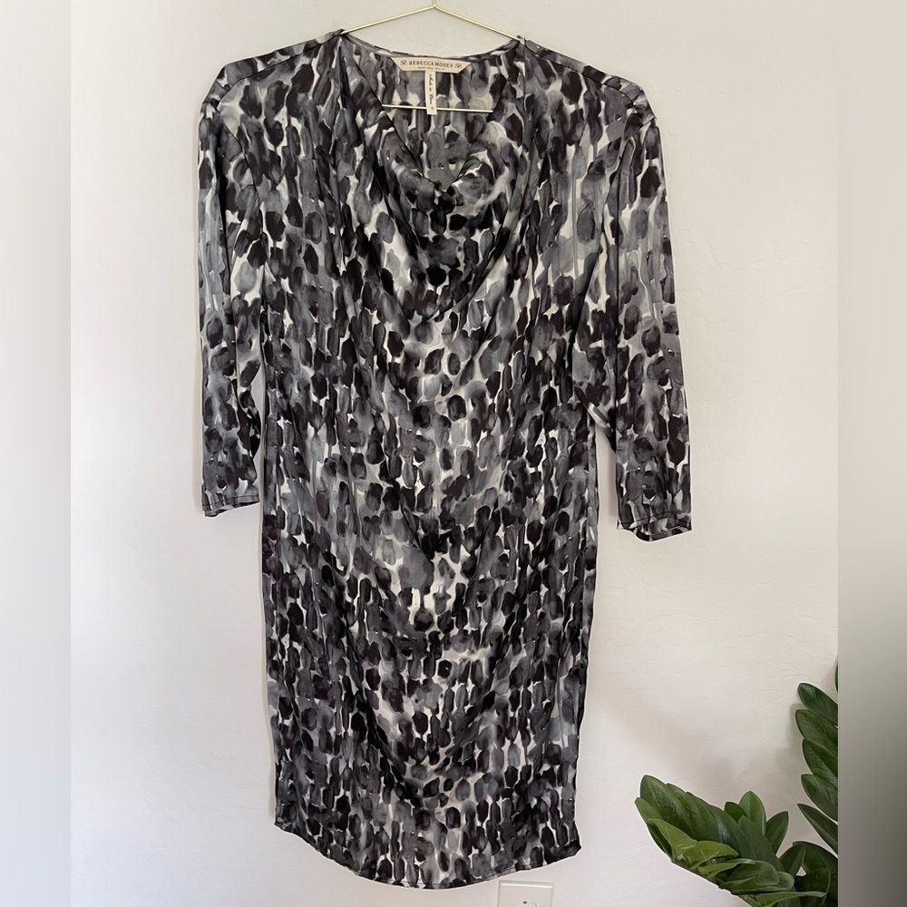 REBECCA MOSES 100% Silk Cowl Neck Dress Size Small